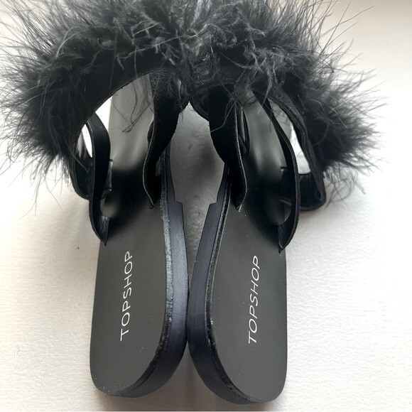 TOPSHOP Black Flip Flop Thong Sandal Slipper Feathers Women EU 40 US 8.5 NWOT - Picture 7 of 11